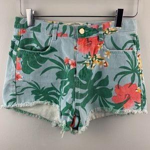 Zara | Floral Print Denim Jeans